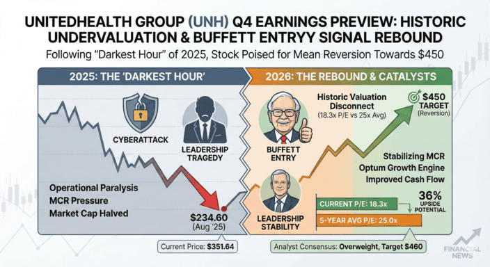UnitedHealth Q4 Earnings Preview: Historic Undervaluation and Buffett Entry Signal Rebound Toward $450 - Article cover image